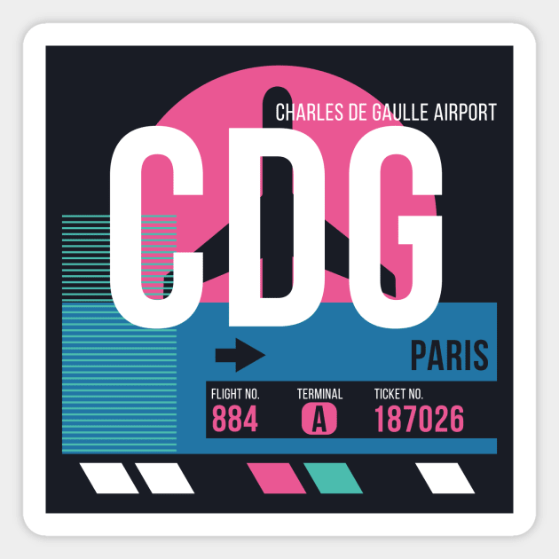 Paris (CDG) Airport // Sunset Baggage Tag Magnet by Now Boarding